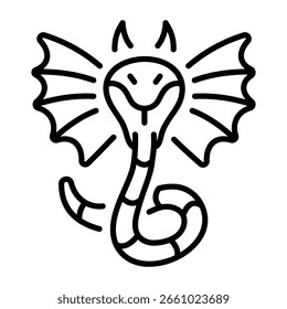 A linear style icon representing winged serpent