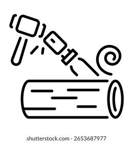Ein lineares Symbol, das Holzschnitzerei darstellt