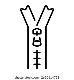 Ein lineares Stilsymbol, das den Reißverschluss darstellt