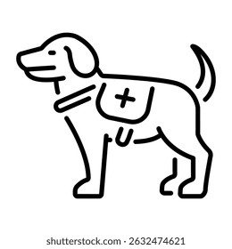 Ein lineares Symbol für einen Rettungshund