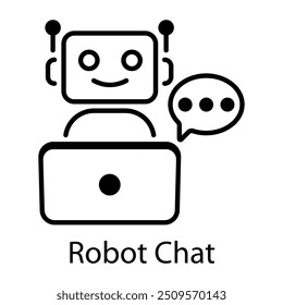 Un icono de estilo lineal de chat de robot 