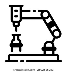 A linear style icon of a robotic lab depicting automated lab 