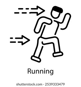 Un icono de estilo lineal de una persona en carrera 