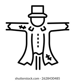 Un icono de estilo lineal de espantapájaros