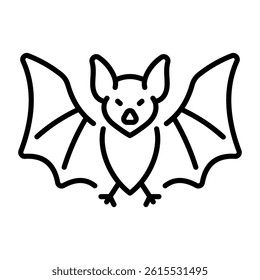 A linear style icon of a scary bat 
