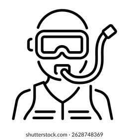 Un icono de estilo lineal de máscara de buceo