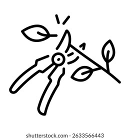 Un icono de estilo lineal de tijeras de podar