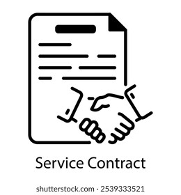 A linear style icon of service contract 