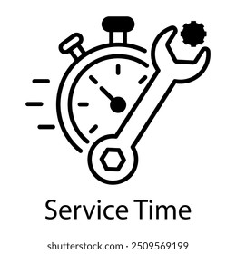 Un icono de estilo lineal de tiempo de servicio 