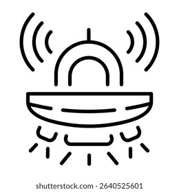 A linear style icon showing an advanced ufo 
