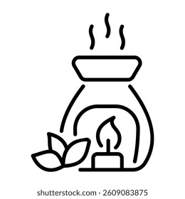 A linear style icon showing aromatherapy 