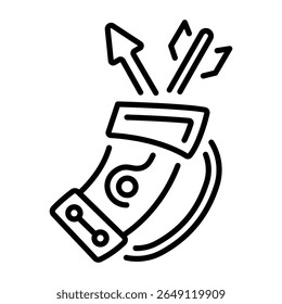 Icono de estilo lineal que muestra un carcaj de flecha 