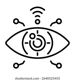A linear style icon showing bionic eye 