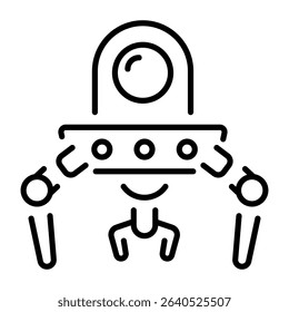 A linear style icon showing a bot technology 