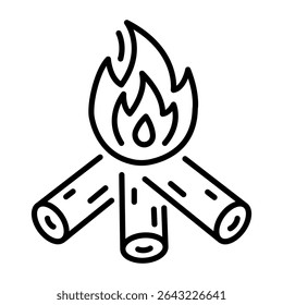 Ein lineares Symbol mit Lagerfeuer