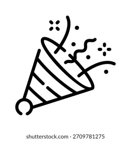 A linear style icon showing confetti celebration cap