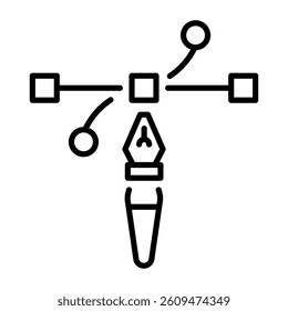 A linear style icon showing digital pen tool 