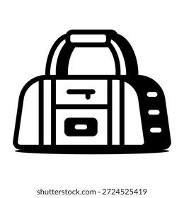 Un icono de estilo lineal que muestra una bolsa de lona