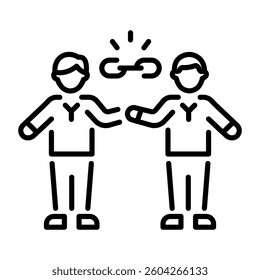 A linear style icon showing friends connection 
