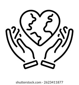 A linear style icon showing global peace 