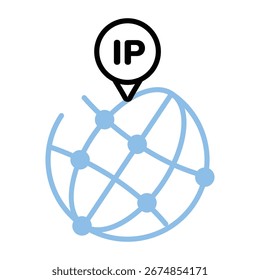 Ícone de estilo linear mostrando o endereço IP global