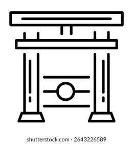 A linear style icon showing guillotine