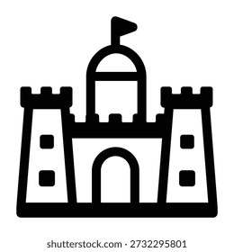 Um ícone de estilo linear mostrando um castelo históricoName