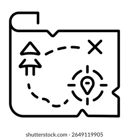 A linear style icon showing a hunting map 