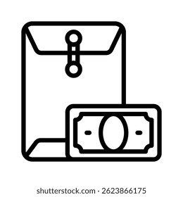 Linear style icon showing money envelope