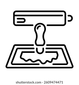 A linear style icon showing print making process 