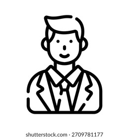 Un icono de estilo lineal que muestra un gestor de eventos profesional