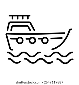 Um ícone de estilo linear mostrando um barco à vela