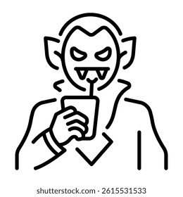 A linear style icon showing a vampire drink 