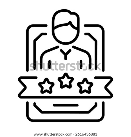 A linear style icon showing vip guest 