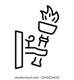 A linear style icon showing wall torch