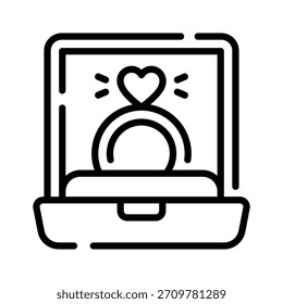 A linear style icon showing wedding ring ceremony