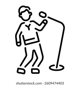 A linear style icon of a singer performance 