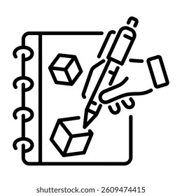 A linear style icon of a sketching notebook 