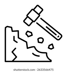 A linear style icon of sledge hammer