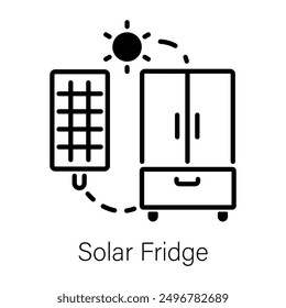 A linear style icon of a solar fridge 
