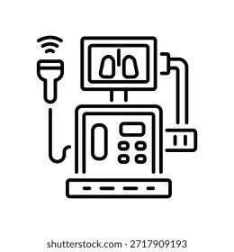 A linear style icon of sonography