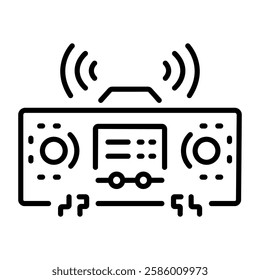 A linear style icon of a sound system 