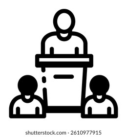A linear style icon of a student speech 
