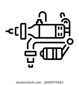 A linear style icon of a tattoo machine 
