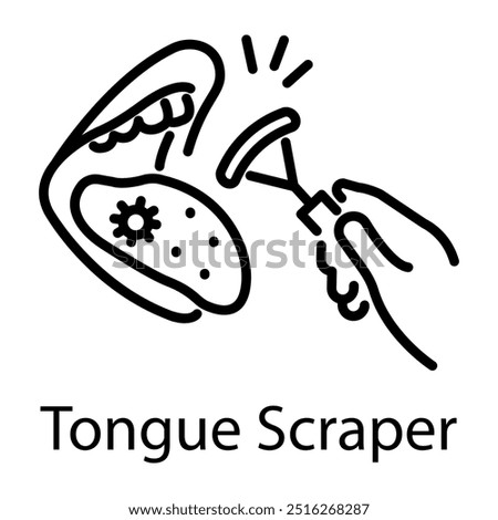 A linear style icon of tongue scraper 