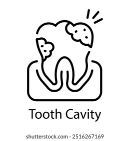 Un icono de estilo lineal de la cavidad dental 