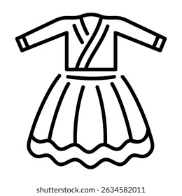 A linear style icon of traditional dress design