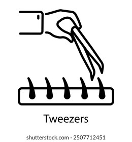 A linear style icon of tweezers 