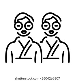 A linear style icon of two spa friends 