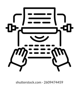 A linear style icon of a typewriter 